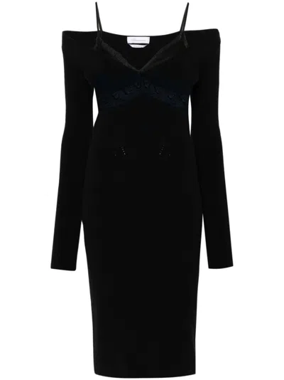 BLUMARINE V-NECK KNITTED MIDI DRESS