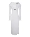 Blumarine V Neck Midi Crepe Double Dress In White
