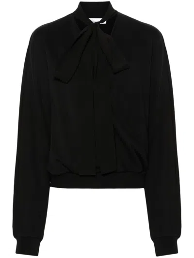 Blumarine V-neck Sweatshirt With Bow Detail In Black