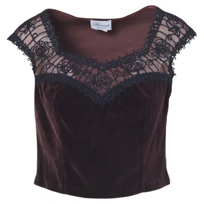 Pre-owned Blumarine Velvet And Floral Tulle Top - '90s In Black