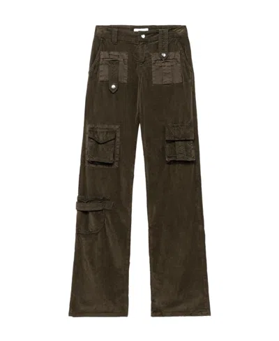 Blumarine Velvet Flared Cargo Trousers In Black