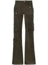 Blumarine Velvet Flared Cargo Trousers In Green