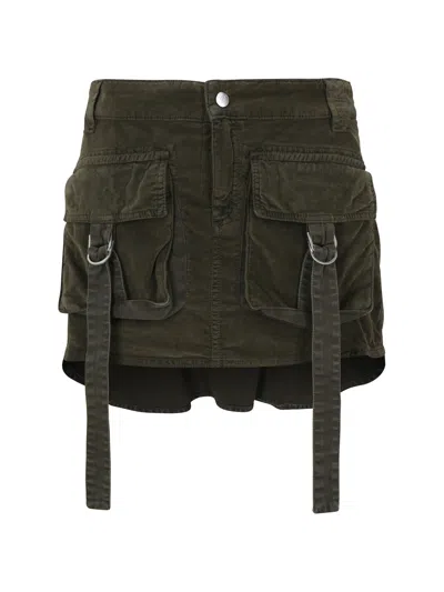 Blumarine Velvet Mini Skirt In Dark Olive