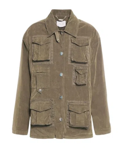 Blumarine Velvet Oversized Jacket W/ Pockets In Brown