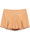 Blumarine Vented Leather Shorts In Neutrals