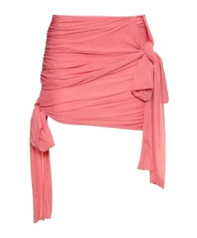 Blumarine Vertical Pleated Plain Knitted Miniskirt In Pink