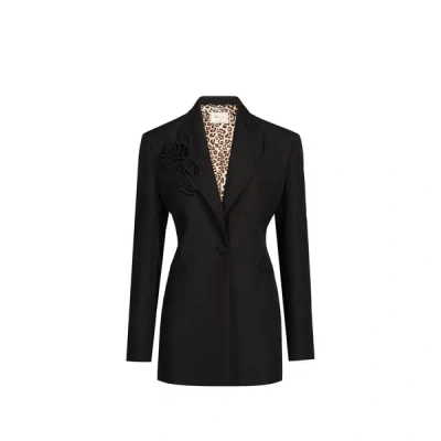 Blumarine Veste Col Tailleur En Laine Vierge In Black