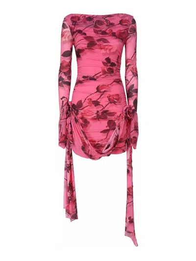 BLUMARINE SHORT JERSEY DRESS IN ROSE TORCHON PRINT