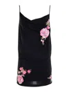 Blumarine Short Fitted Dress With Flowers In Black