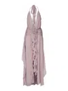 Blumarine Lilac Georgette Long Dress In Pink