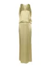 Blumarine V-neck Satin Maxi Dress In Verde