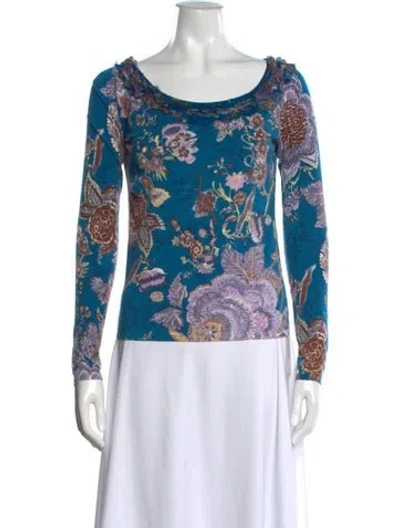 Pre-owned Blumarine Vintage 2000's Top In Blue/brown