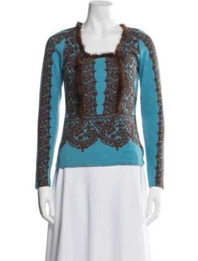 Pre-owned Blumarine Vintage 2000's Top In Blue/brown