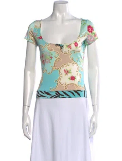 Pre-owned Blumarine Vintage 2000's Top In Blue/neutrals