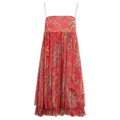 Pre-owned Blumarine Vintage  S/s 2005 Runway Orange Silk Print Dress
