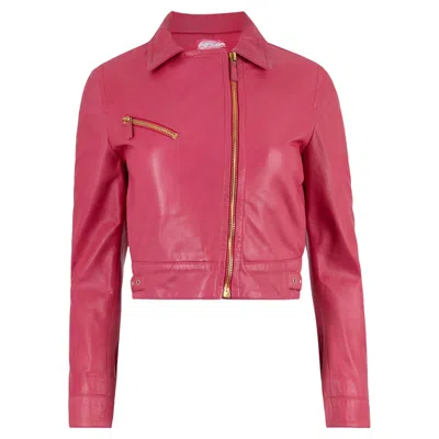 Pre-owned Blumarine Vintage  S/s 2008 Leather Pink Biker Jacket