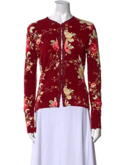 Pre-owned Blumarine Vintage Floral Print Blouse In Red