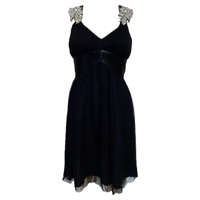 Pre-owned Blumarine Vintage Iconic  With Gorgeous Crystals Dress In Black