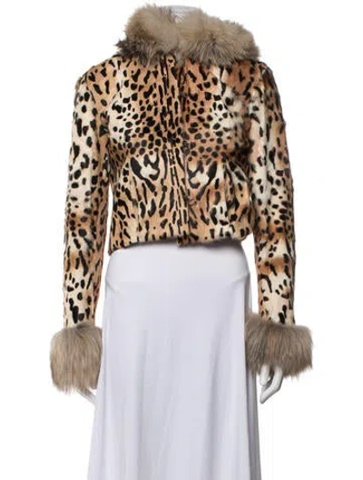 Pre-owned Blumarine Vintage Late 2000's - Early 2010's Faux Fur Jacket In Neutrals