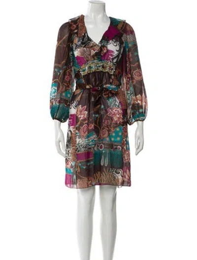 Pre-owned Blumarine Vintage Mini Dress In Brown
