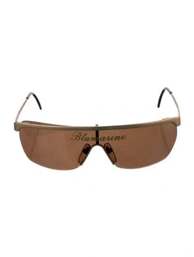 Pre-owned Blumarine Vintage Shield Sunglasses In Gold