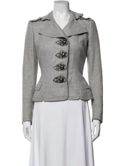 Pre-owned Blumarine Virgin Wool Blazer In Grey