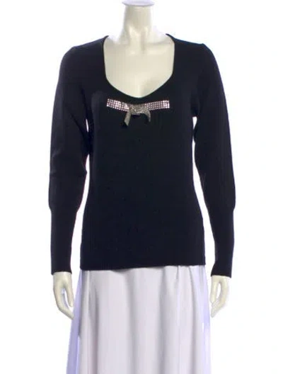 Pre-owned Blumarine Virgin Wool Graphic Print Sweater In Black