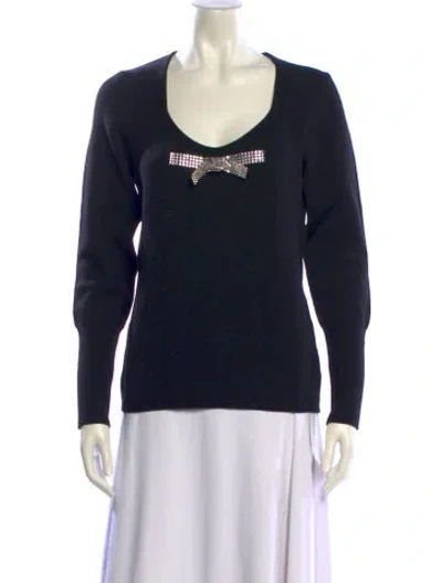 Pre-owned Blumarine Virgin Wool Graphic Print Sweater W/ Tags In Black