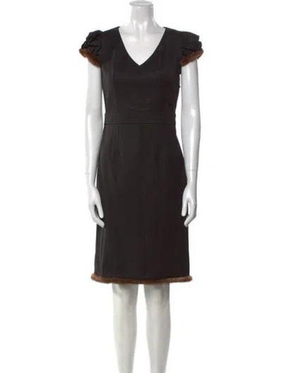 Pre-owned Blumarine Virgin Wool Knee-length Dress In Brown