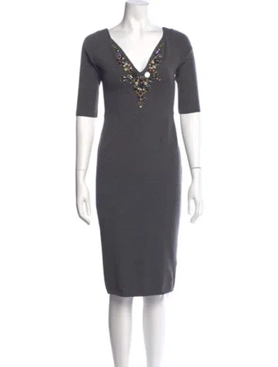 Pre-owned Blumarine Virgin Wool Knee-length Dress In Gray