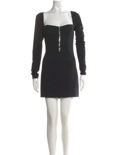 Pre-owned Blumarine Virgin Wool Mini Dress In Black
