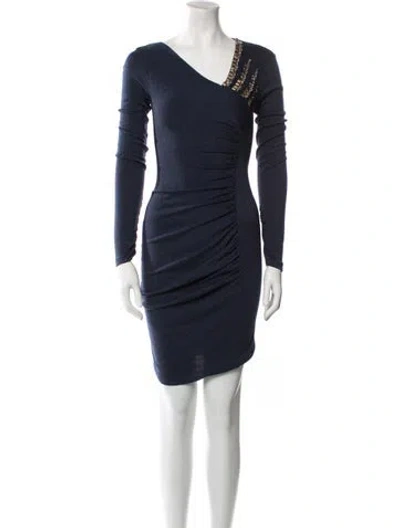 Pre-owned Blumarine Virgin Wool Mini Dress In Blue