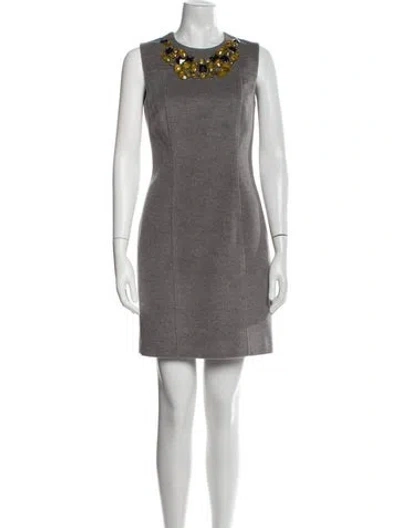Pre-owned Blumarine Virgin Wool Mini Dress In Gray
