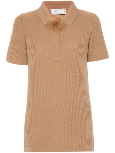 Blumarine Virgin Wool Top In Brown