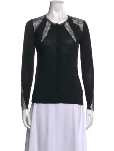 Pre-owned Blumarine Virgin Wool V-neck Sweater In Black