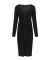 Blumarine Virigin-wool V-neck Midi-dress In Black