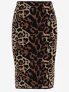 Blumarine Leo Leopard-print Jacquard Pencil Skirt In Red