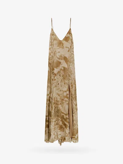 Blumarine Viscose Dress With Camouflage Python Print In Sand