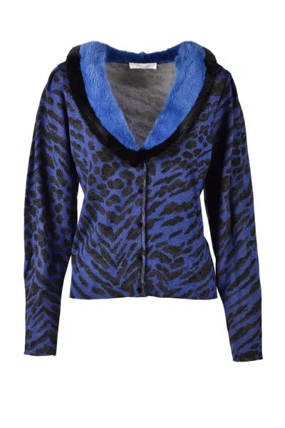 Blumarine Viscose/polyester Cardigan - Black/blue