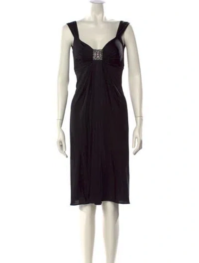 Pre-owned Blumarine V-neck Knee-length Dress In Black
