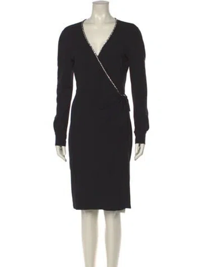 Pre-owned Blumarine V-neck Knee-length Dress In Black