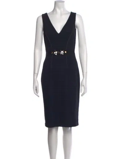 Pre-owned Blumarine V-neck Knee-length Dress In Black