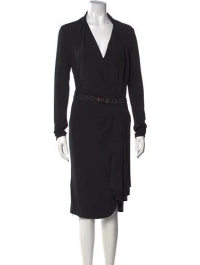 Pre-owned Blumarine V-neck Knee-length Dress In Black