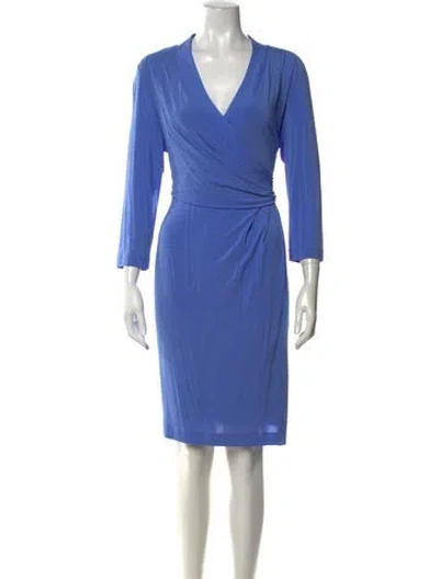Pre-owned Blumarine V-neck Knee-length Dress In Blue