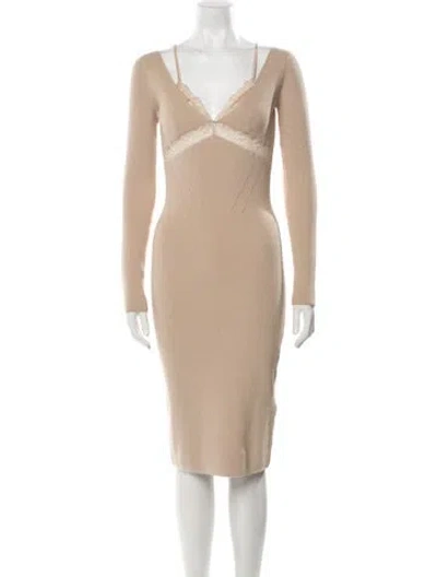Pre-owned Blumarine V-neck Knee-length Dress In Neutral