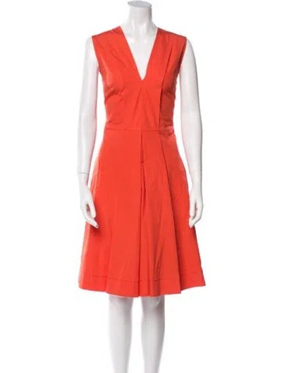 Pre-owned Blumarine V-neck Knee-length Dress In Orange