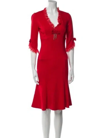 Pre-owned Blumarine V-neck Knee-length Dress In Red