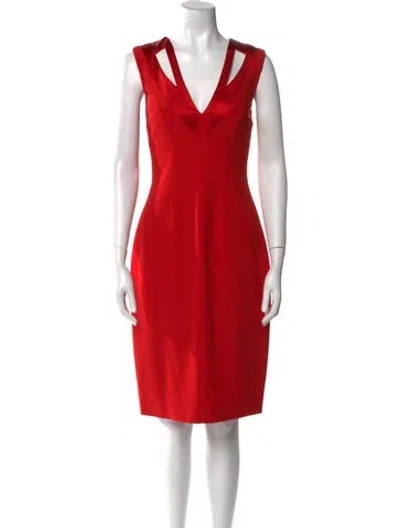 Pre-owned Blumarine V-neck Knee-length Dress In Red