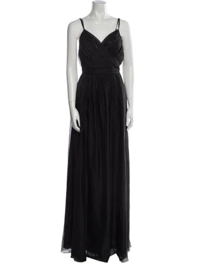 Pre-owned Blumarine V-neck Long Dress In Black