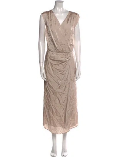 Pre-owned Blumarine V-neck Long Dress In Neutral